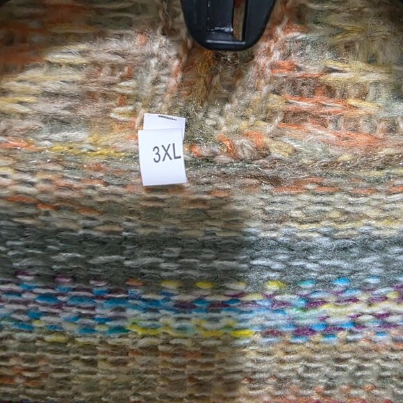 Plus Size 3X Multi-Color Striped Knit Open Cardigan Sweater Long Sleeve Boho - Picture 2 of 9